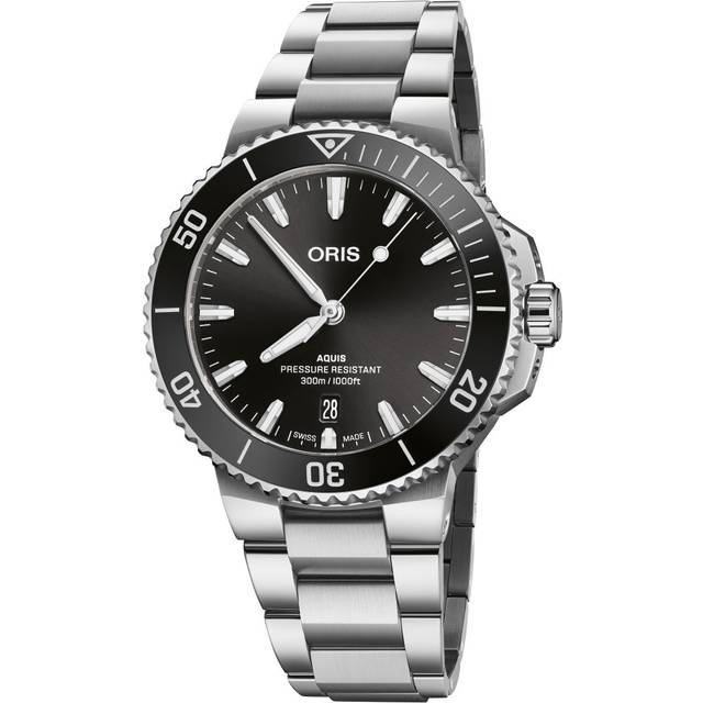Oris Aquis Date armb�ndsur, sort urskive med l�nke � 41,5