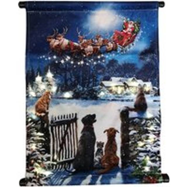 Battery Operated 60cm x 40cm Light up The Snowman and Snowdog Hanging Christmas Wall Art
