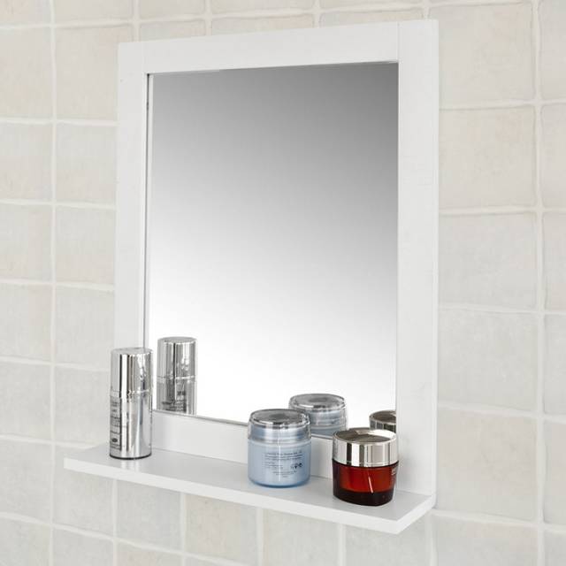 SoBuy White Bathroom Wall Mirror with Storage Shelf - White