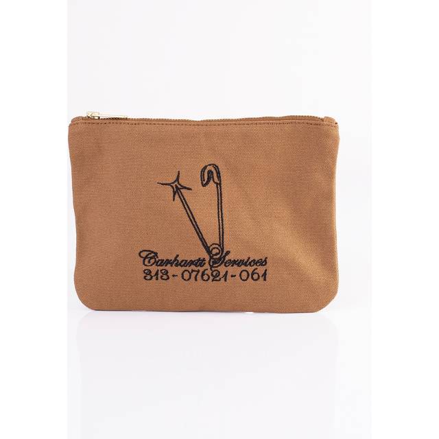 Carhartt WIP - Canvas Graphic Zip Safety Pin Embroidery/Hamilton Brown/Black - Wallet - brown - Onesize - 100% Cotton,Canvas
