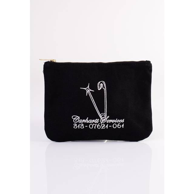 Carhartt WIP - Canvas Graphic Zip Safety Pin Embroidery/Black/White - Wallet - black - Onesize - 100% Cotton,Canvas
