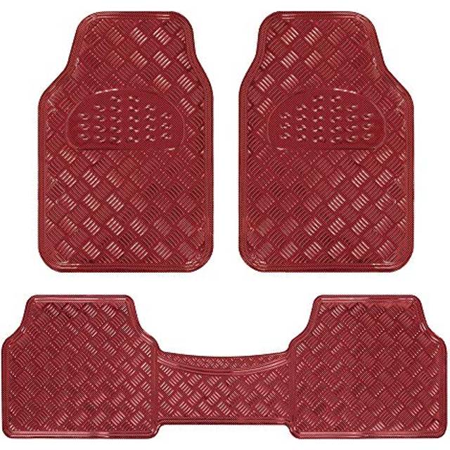 BDK MT-643-RD Metallic Bling Design Car Floor Mats - 3-Piece Set of He
