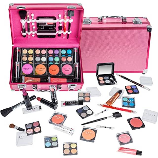 SHANY Carry All Makeup Train Case with Pro Makeup Set  Makeup Brushes  Lipsticks  Eye Shadows  Blushes  Powders  and more - Reusable Makeup Storage Or