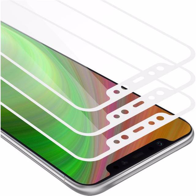 (TRANSPARENT mit WEISS, Xiaomi Pocophone F1) Cadorabo 3x Tempered Glass compatible with Xiaomi Pocophone F1 - 3 Pack Screen Protection Bulletproof Dis