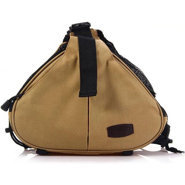 (Coffee) Camera Messenger Bag Photography Case Nylon Triangle Shoulder with Rain Cover for Canon Tripod for Nikon