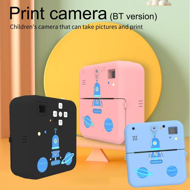 Mini Pocket Printer Camera Instant Print Portable Thermal Printing Machine Wireless BT Connection blue