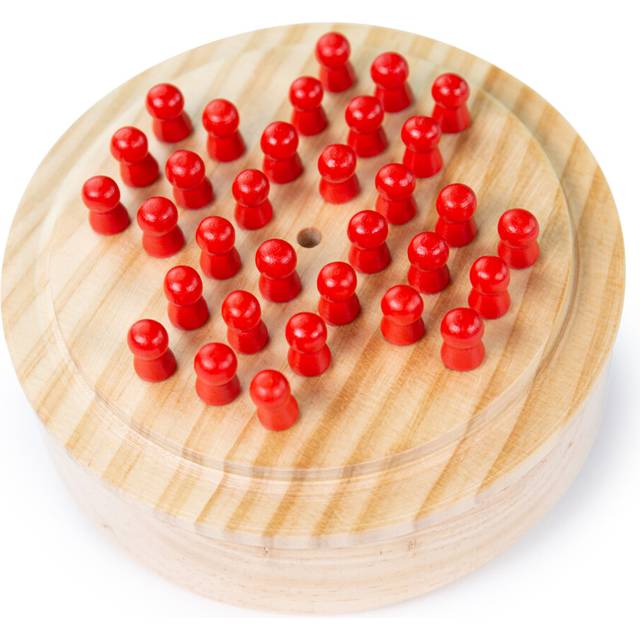 Bigjigs Toys Mini Solitaire Game - 32 Piece Solitaire Board Game with Wooden Pegs, Travel Solitaire Games, Quality Stocking Filler Games