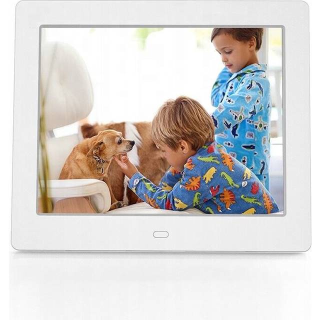 (Digital Photo Frame, White 8 Inch) Digital Photos Frame Dementia Calendar Alarm Clock