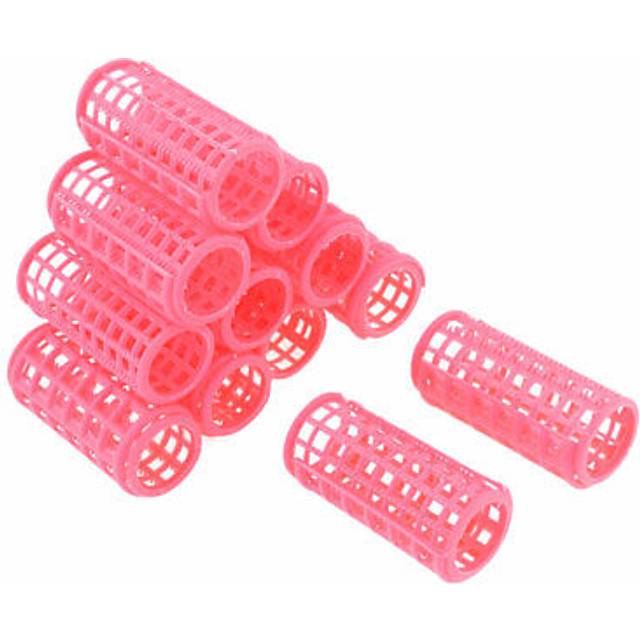 Cosmetic Makeup Diy Hair Rollers Pink Plastic Curlers Clips Styling Tools 12 Pcs