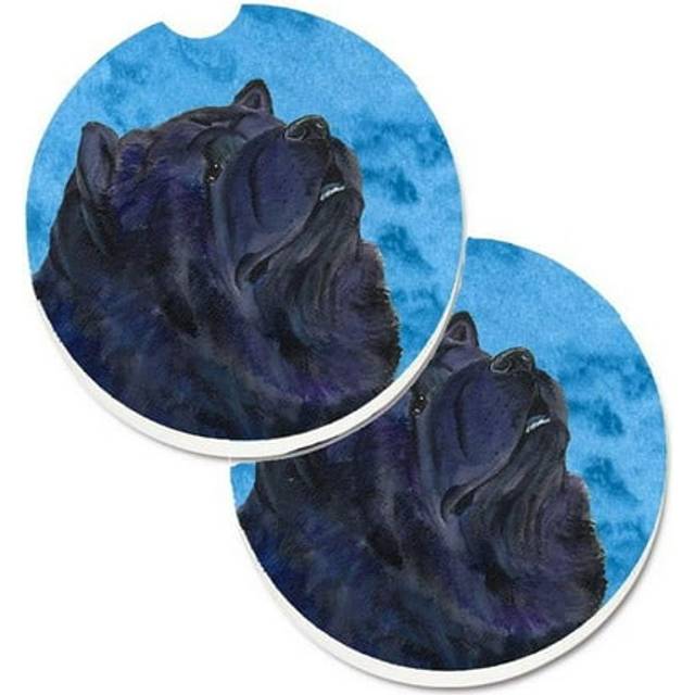 Blue Chow Chow Set of 2 Cup Holder Car Coaster