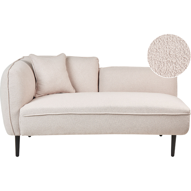 Beliani Left Hand Boucle Chaise Lounge Light Beige Chevannes, Brown