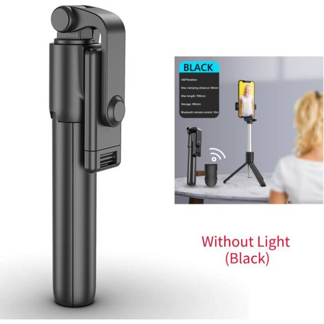 (a-Black no light) Portable Bluetooth-compatible Selfie Stick Phone Holder Multifunctional 70CM Tripod With Selfie Light Wireless Remote Shutter