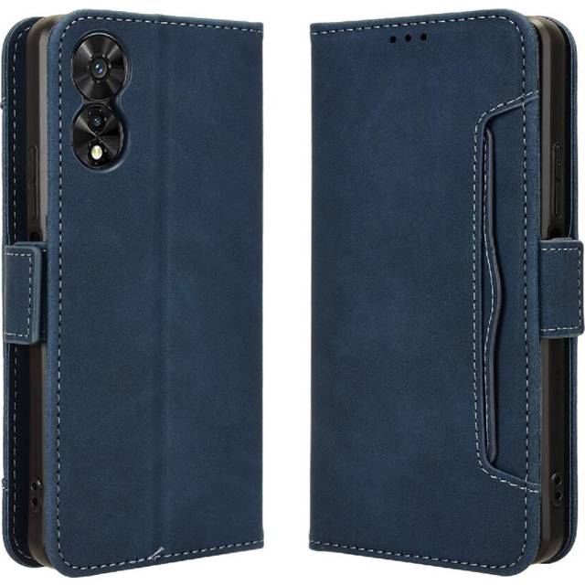 (Blue) Case For TCL 505 4G Leather Wallet Cover Adjustable Detachable Card Holder Magnetic Closure