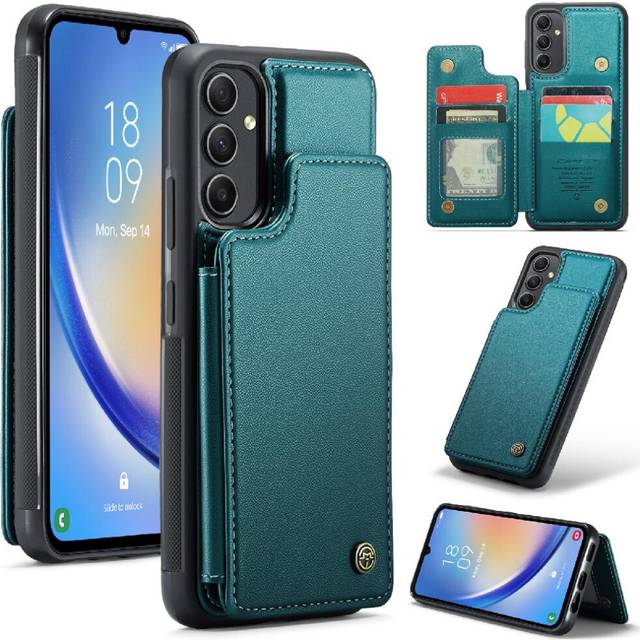 (Green) CaseMe Wallet Case For Samsung Galaxy A54 5G Slim Shockproof Case Card Holder Kickstand RFID Blocking PU Leather