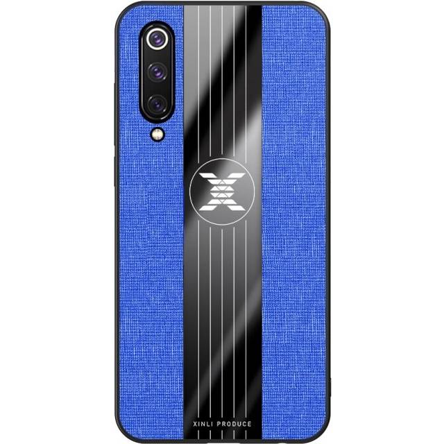 2Pcs For Xiaomi Mi 9 SE XINLI Stitching Cloth Texture Shockproof TPU Protective Case(Blue)