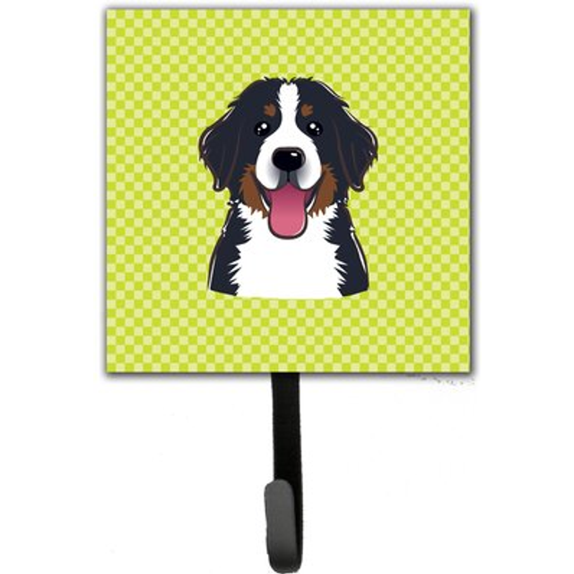 """""Caroline's Treasures BB1299SH4 Checkerboard Lime Green Bernese Mountain Dog Leash or Key Holder  Small  Multicolor"""""