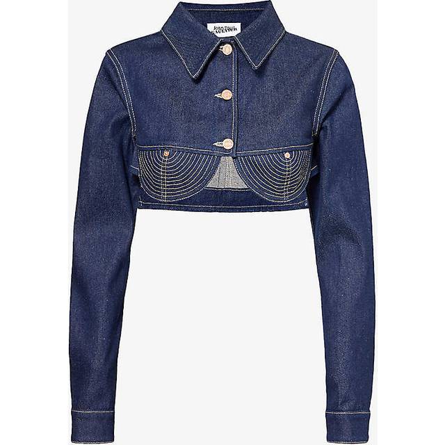 Jean Paul Gaultier Womens Indigo Madonna Brand-patch Denim Jacket 8 - INDIGO
