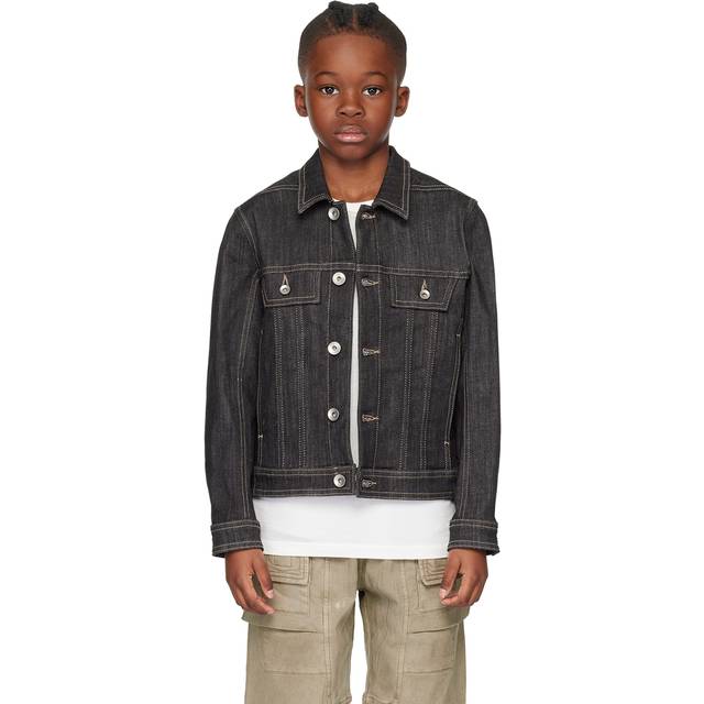 Rick Owens Kids Black Trucker Denim Jacket - 09 Black - 6Y