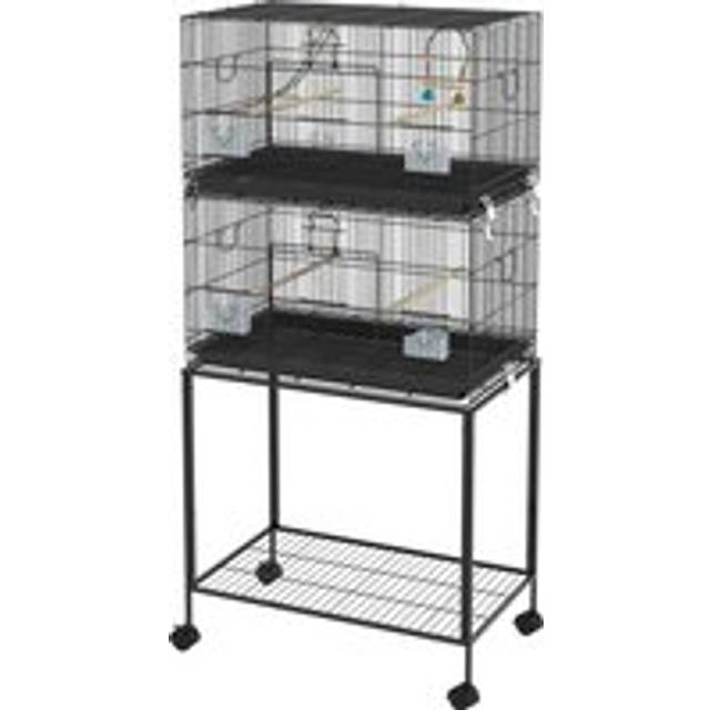 Pawhut Double Stackable Bird Cage On Wheels W/ Stand, For Canaries
