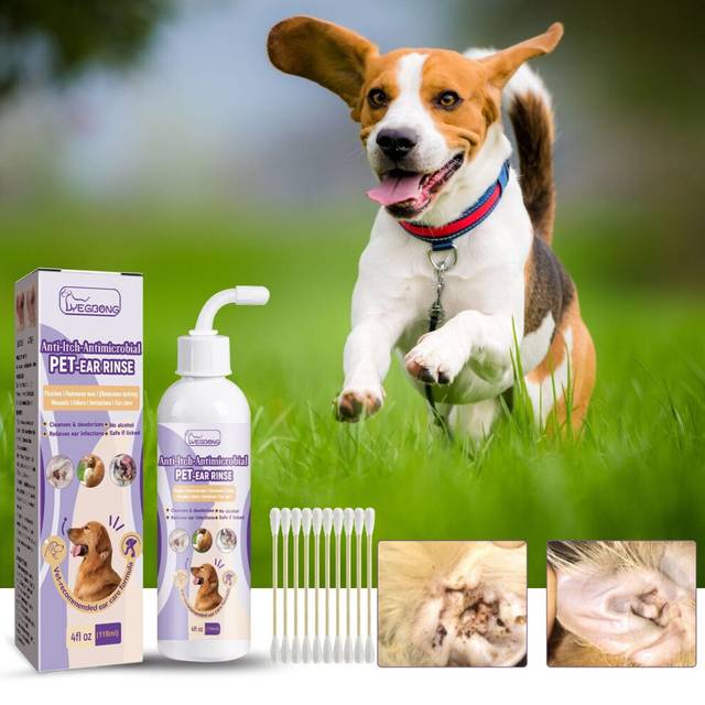 (3PCS) Pet Cat Dog Ear Drops For Infections Control Yeast Itching Wax Ear Mites Cleaner