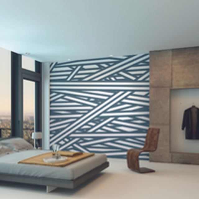 Origin Murals Striped Criss Cross Pattern Blue Wall Mural