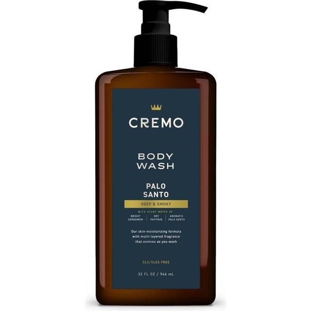 Cremo Rich-Lathering Palo Santo Body Wash for Men  Notes of Bright Cardamom  Dry Papyrus and Aromatic Palo Santo  32 Fl Oz