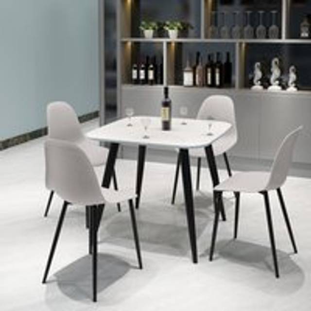 Core Products Aspen White Square Table & 4 Calico Curve Chair Dining Set, White