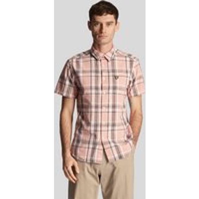 Lyle And Scott Men's Linen Check Short Sleeve Shirt - Pink - Size: 40/Regular