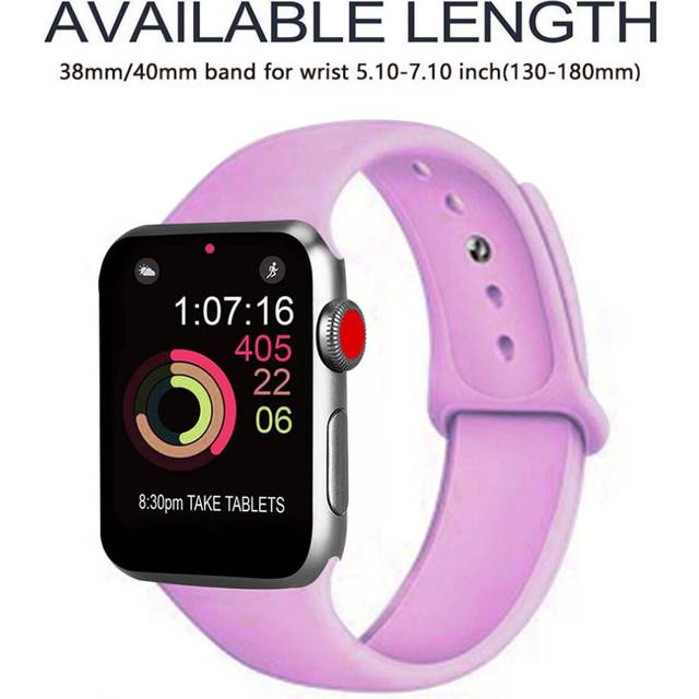 Silicone Replacement Sport Watch Band Compatible with iWatch Series 5/4/3/2/1-S Lavender purple38-40mm