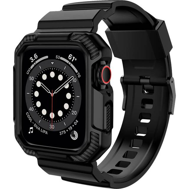 Compatible with Apple Watch Band with Case, Shockproof Rugged Band Strap-(Black 42-44mm)