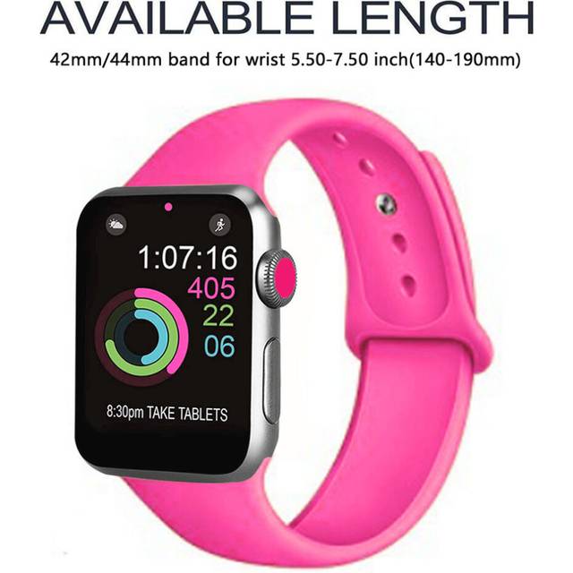 Silicone Replacement Sport Watch Band Compatible with iWatch Series 5/4/3/2/1-S Barbie Pink42-44mm