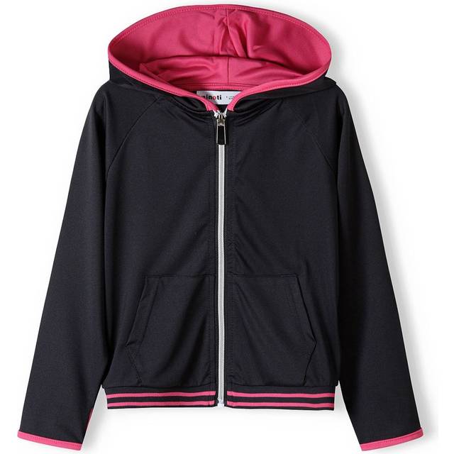 Minoti Zip-Up Hoodie Jacket With Front Pockets And Hood In Black - 7-8 Years