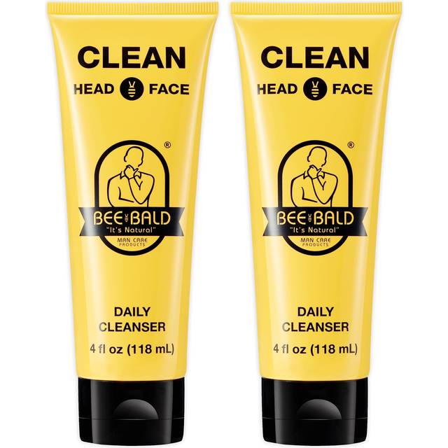 Bee Bald 2-Pack CLEAN Daily Cleanser for face & head refreshes and thoroughly cleanses  gently scrubbing away dry  flaky skin  leaving a fresh  tingli