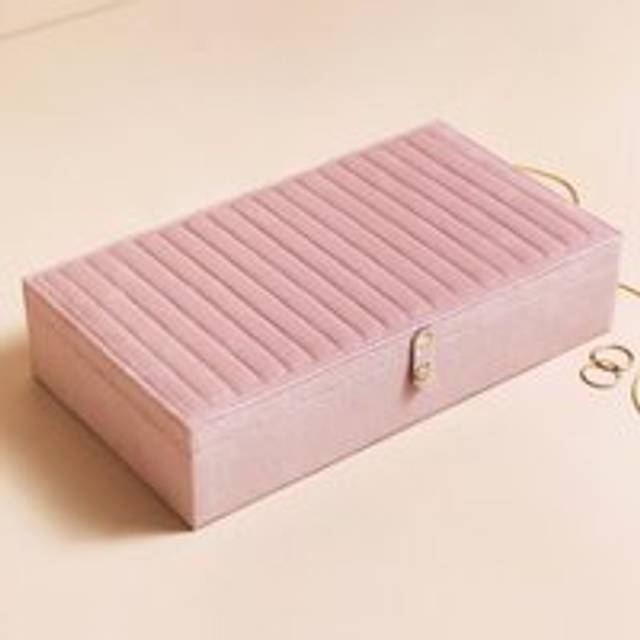 Large Quilted Velvet Jewellery Box in Pink - pink - one size