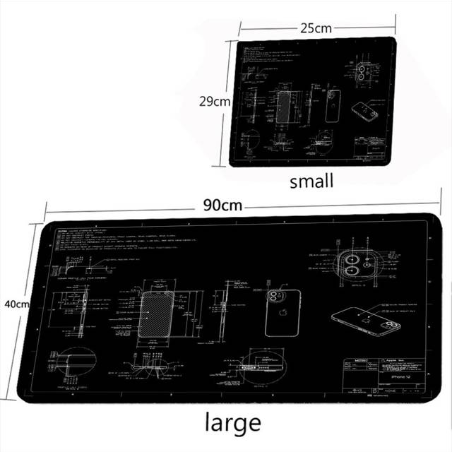 (a-2 400X700X2MM) Xxl Mouse Pad Blueprint Apple Mousepad Gamer Keyboard Pad Office Desk Mat Design Drawing Pad Carpet For Computer Mouse Mats Big