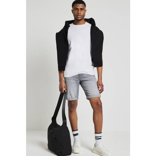 Mens River Island Grey Slim Fit Turned Denim Shorts - 28