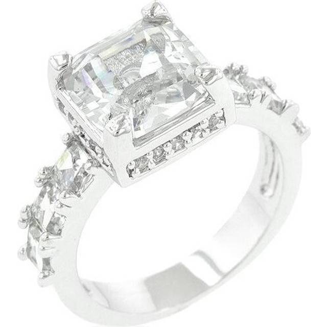 Silvertone Asscher-Cut Cubic Zirconia Music Box Engagement Ring