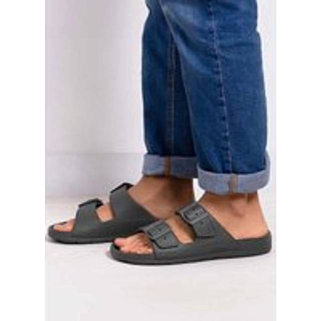 Totes Mens Grey Bounce Buckle Adjustable Sliders - Dark Grey