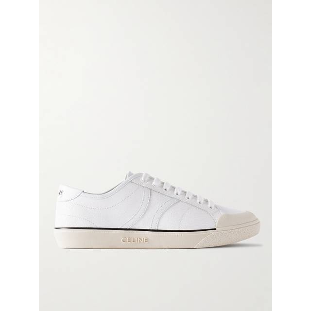 CELINE HOMME - AS-01 Rubber-Trimmed Logo-Print Cracked-Leather Sneakers - Men - White - EU 45
