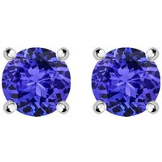 18ct White Gold 0.58ct Tanzanite Brilliant Cut Stud Earrings