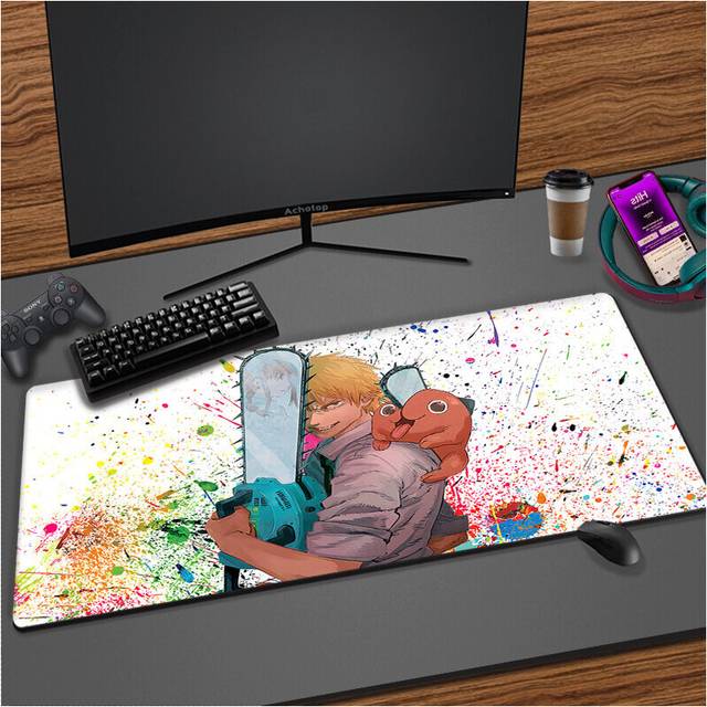(a-EP289738 (14) 400x900x3mm) Chainsaw Man Keyboard Gaming Table Mat Large Mouse Pad 900400 Pc Mats Xxl Mousepad Anime Carpet Deskpad Mausepad Big Des