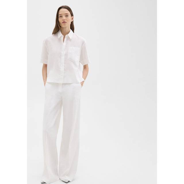 High-Rise Good Linen Trousers - WHT - 2