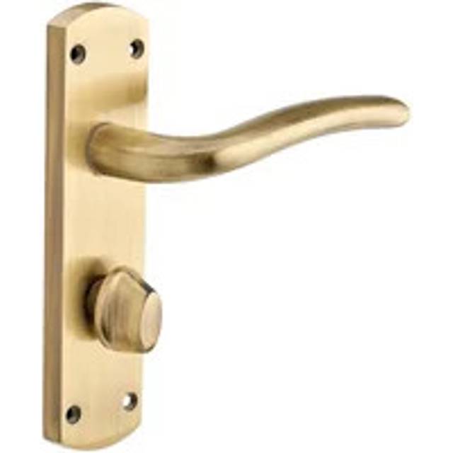 Goodrich Lever Bathroom Thumb Lock Door Handle - Antique Brass - Pair - Designer Levers