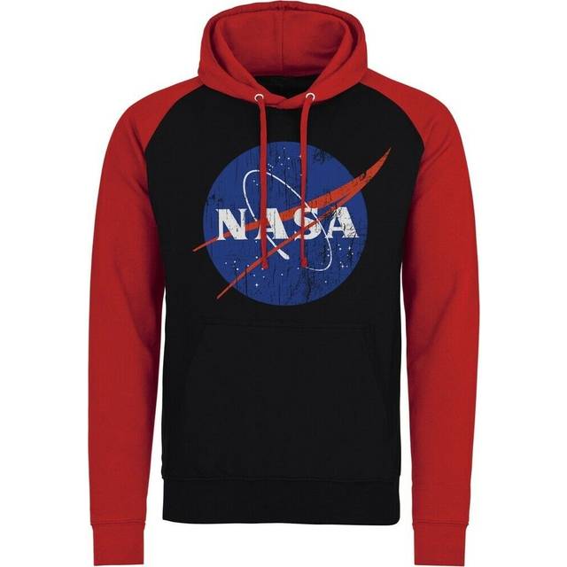 NASA sliten logga baseball hoodie (S Black-Red)
