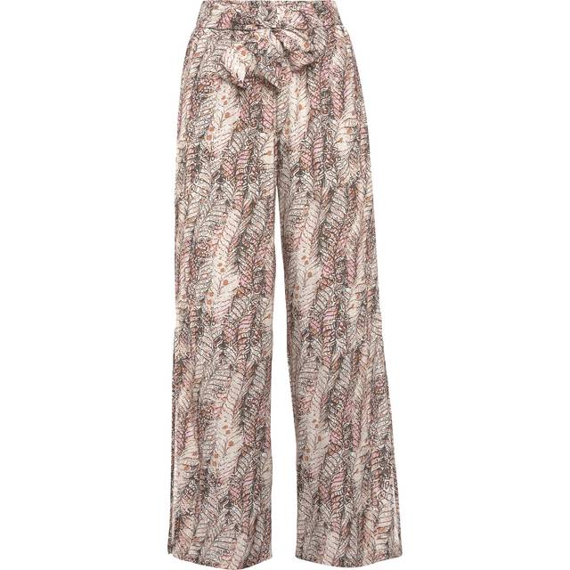 Buffalo Tie Belt Printed Palazzo Trousers - Beige Print