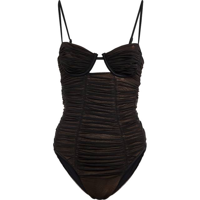 Self-Portrait Mesh ruched swimsuit