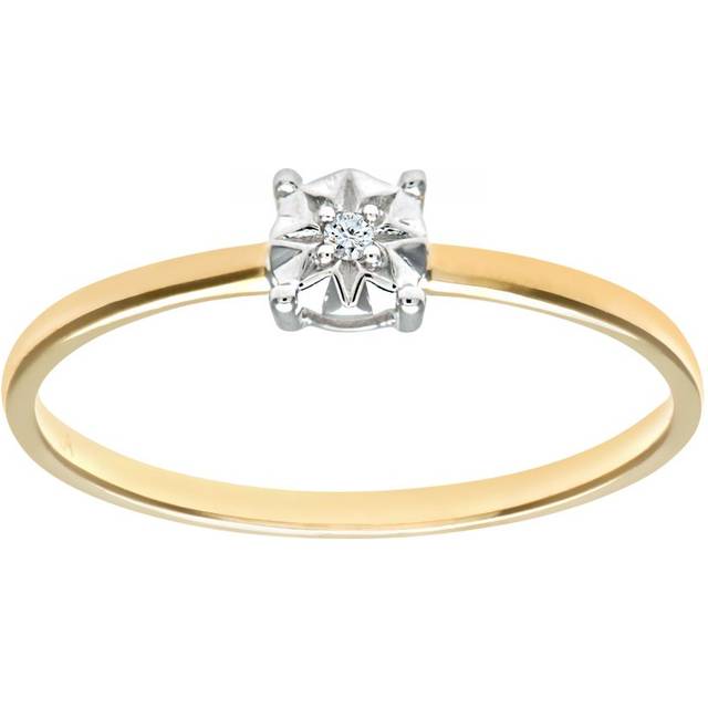Diamant L'Eternel Womens Ladies 9ct Yellow Gold Illusion set Diamond Solitare Ring - Size L