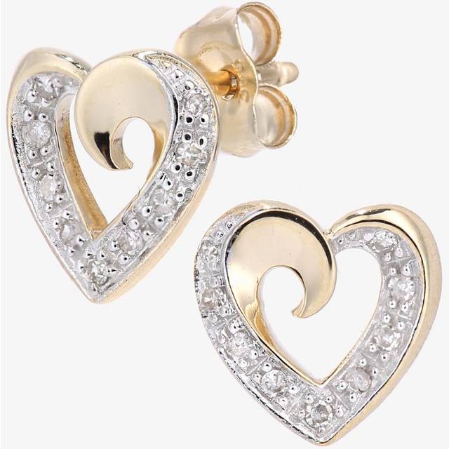 Diamant L'Eternel Womens 9ct Yellow Gold Diamond Heart Stud Earrings - One Size