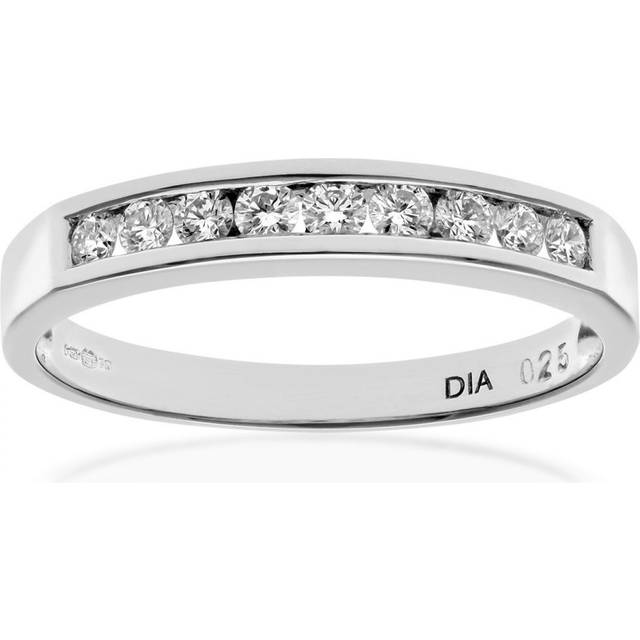 Diamant L'Eternel Womens 18ct White Gold Certified Quarter Carat IJ/I Diamond Channel Set Half Eternity Ring - Size J