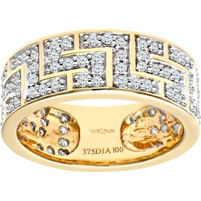 Diamant L'Eternel Womens 9ct Yellow Gold 1ct Diamond Greek Key Ring - Size V